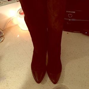 Manolo Blahnik Over knee pony hair boots